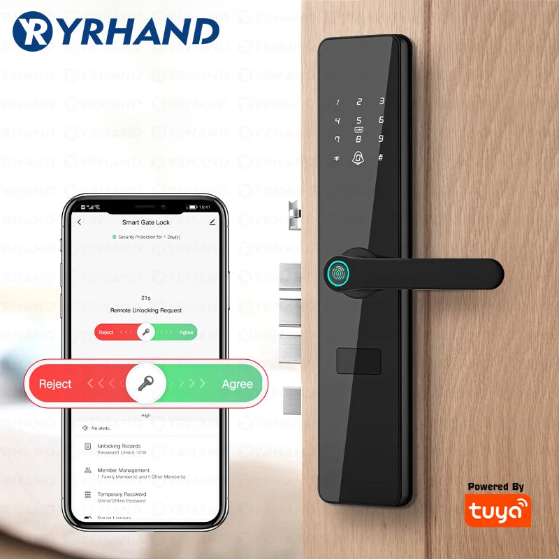 Outside Front Cerradura Inteligente Waterproof Tuya wifi Smart Door Lock Anti-lock Digital Protection Electronic Lock 6068 Vue