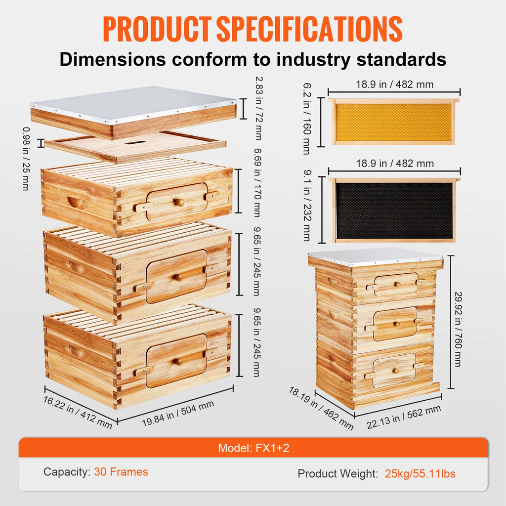 SucceBuy Cedar Langstroth Beehive Starter Kit – Beeswax Coated Langstroth Beehive Kit Vue 2ZHGH CZECH REPUBLIC