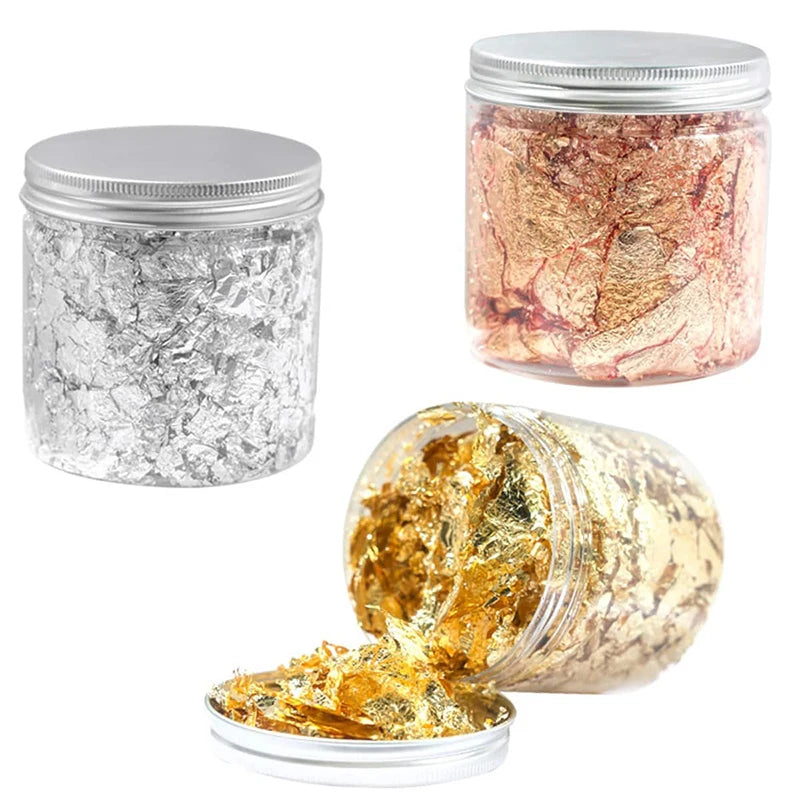 3G Nail Art Decoration Gold Silver Copper Foil Sequins Glitter Leaf Flake Sheet Bulk Foil Paper For Gilding Manicure Accessories Vue