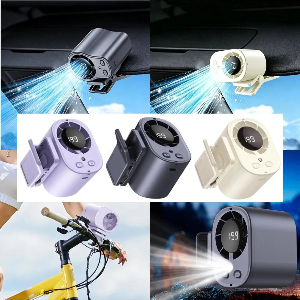 Powerful Airflow Clip Fan USB Charging Mute LED Digital Display Cooling Function Car Clip-on Mini Fan Portable Car Electric Fan Vue