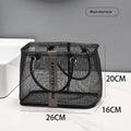 Collapsible Mesh Drain Basket 2in1 Large Portable Handle Organizer For Swimming Bathroom Toiletry Storage Vue S Black