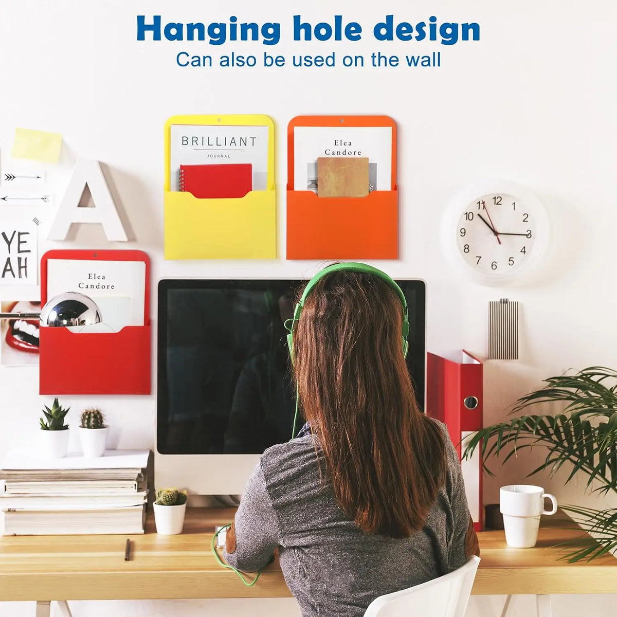 1-5PCS Magnetic Document Holder Wall Mount File Box for Office Home Desk Organizer Steel Rack for Papers Folders Vue