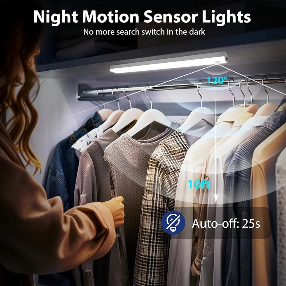 Portable LED Bar Light Motion Sensor Night Lights Rechargeable Staircase Backlight Cabinet Wardrobe Lighting for Hallway Bedside Vue