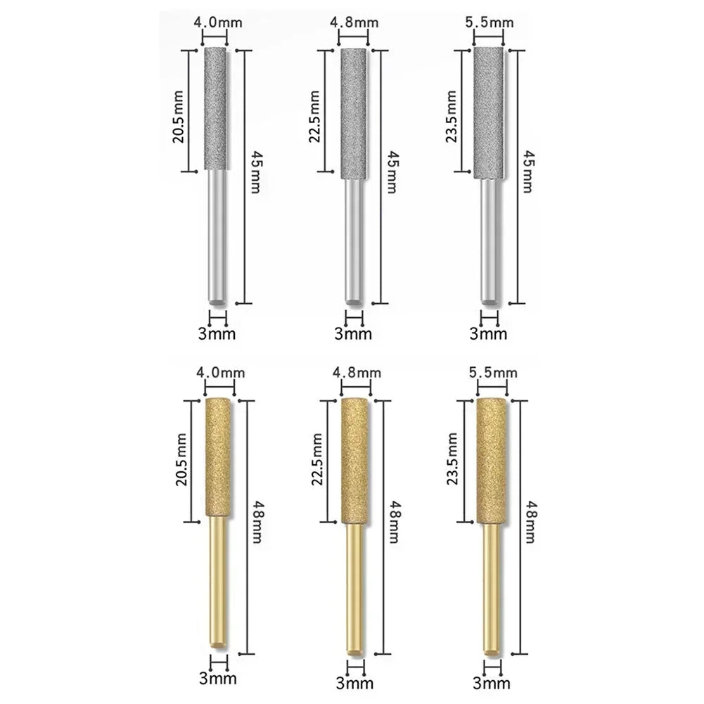 4-Pack Diamond Burr Chainsaw Sharpener Set 4/4.8/5.5mm Chainsaw Sharpening Burr Vue