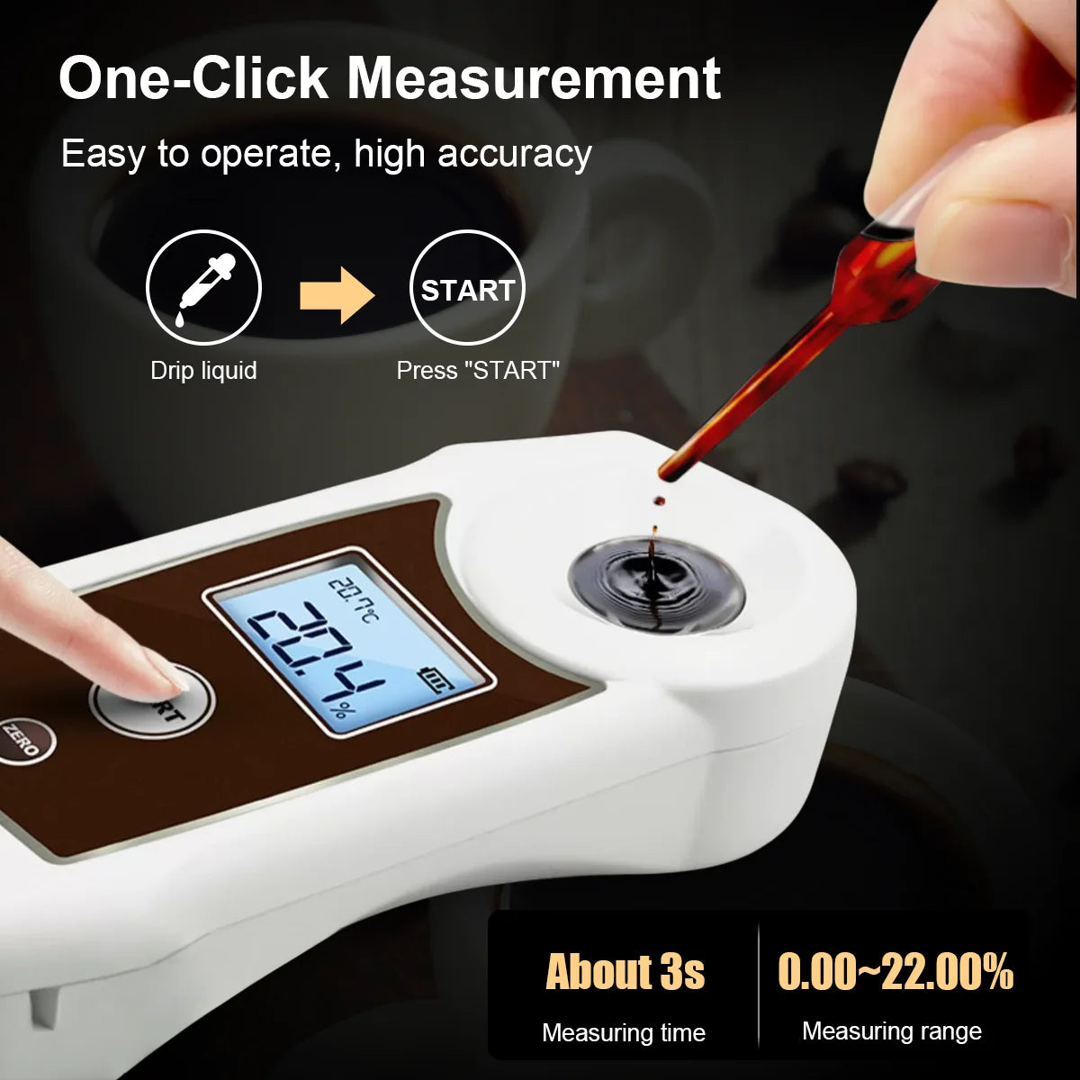 AIOK AK002K AK002KPRO Refractometer High Precision Coffee Concentration Meter Range TDS 0-22% Temerature Compensation IP67 PPBOX Vue