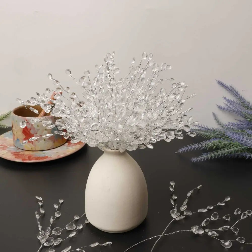 50PCS Craft Decoration Crystal Bud Branches Wedding Party Bridal Tiara Artificial Bouquet For Home DIY Crystal Flower Acrylic Vue
