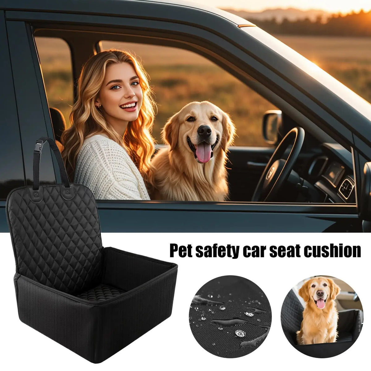 Pet safety car seat cushion, large size, waterproof and stain-resistant, suitable for cats and dogs, suitable for all seasons Vue