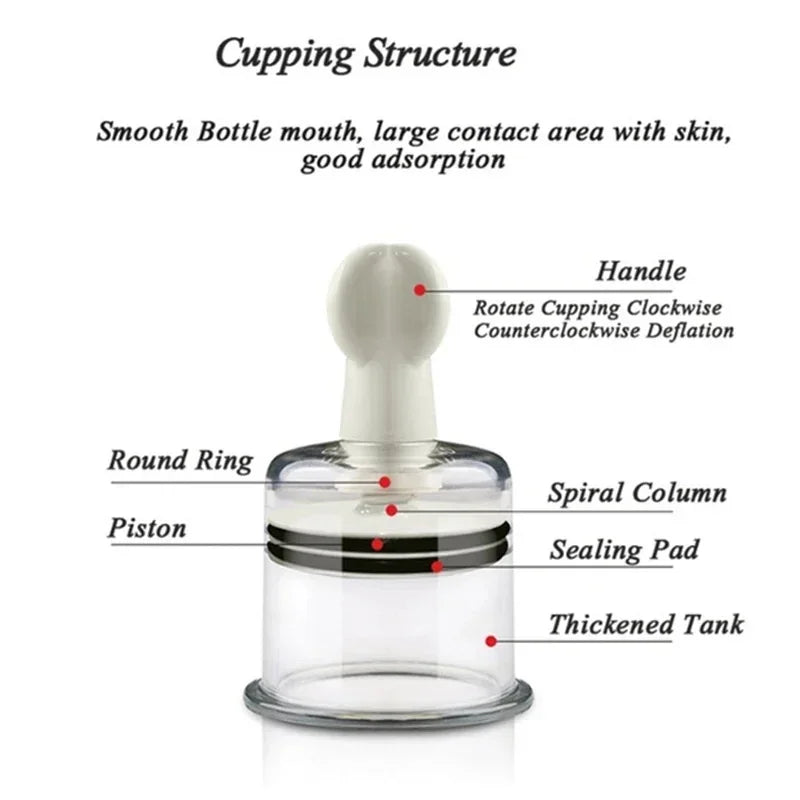Vacuum Suction Cupping Cup Nipple Enhancer Massage Cans Plastic