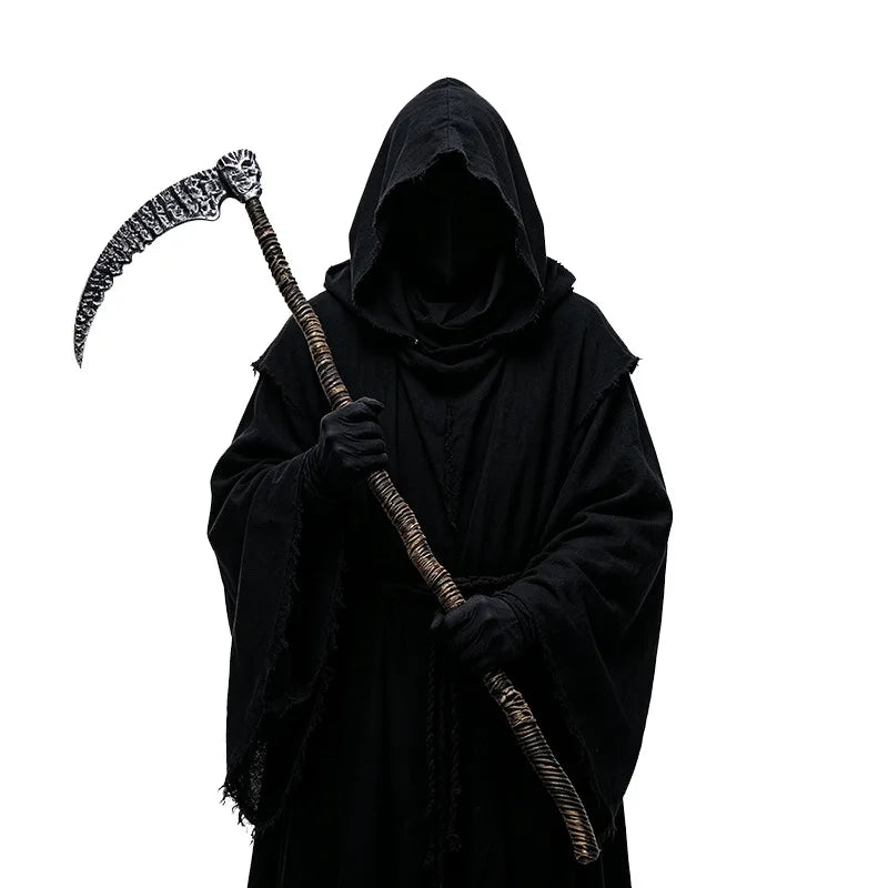 1-2pcs Halloween Grim Reaper Scythe Toy with Skull Handle for Cosplay Costume Party Favor Decor Role Play Accessory Vue