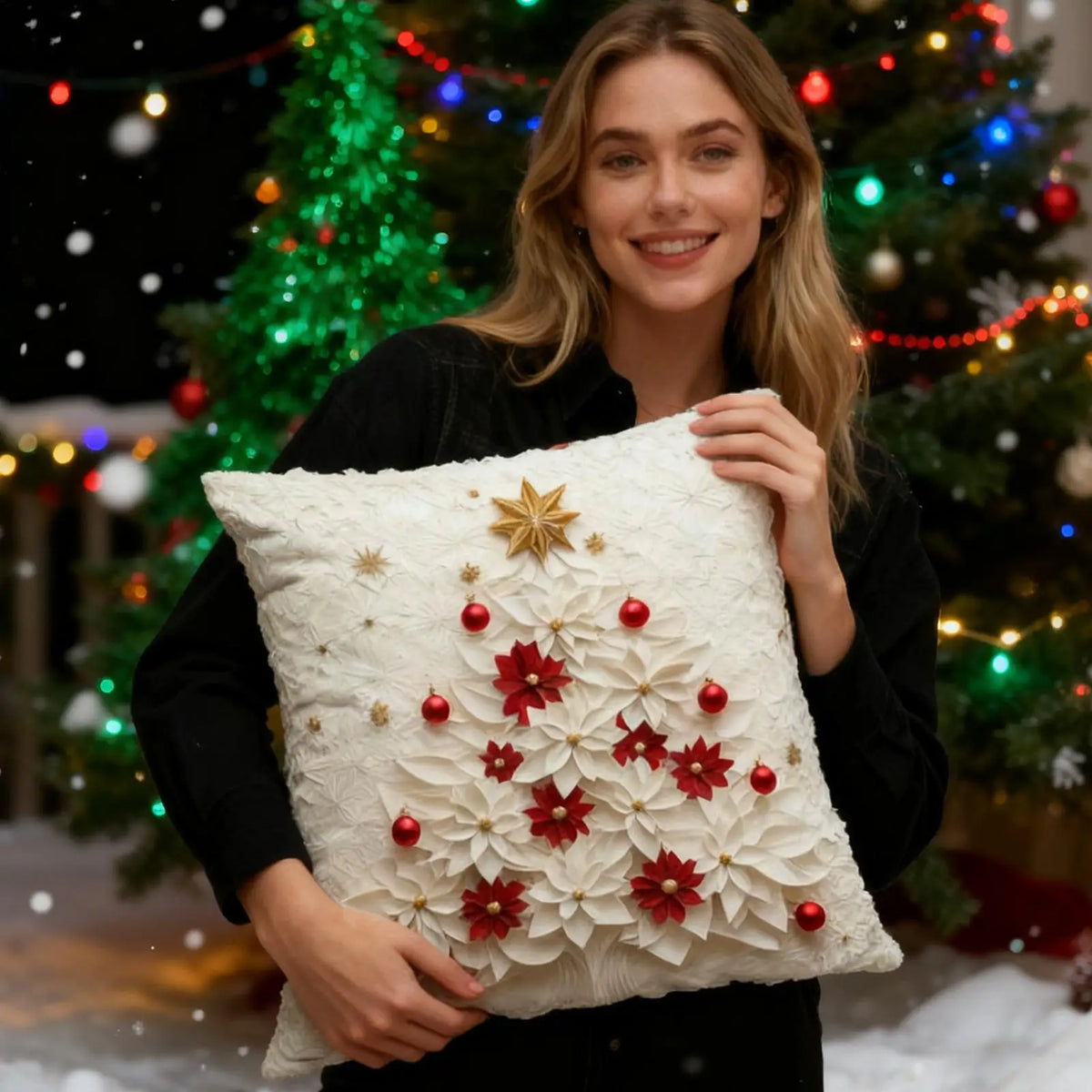 4 Pieces Decorative Pillow Cover Farmhouse Christmas Modern 18x18Inch Decorative Pillow Covers for Sofa for Home House Living Vue