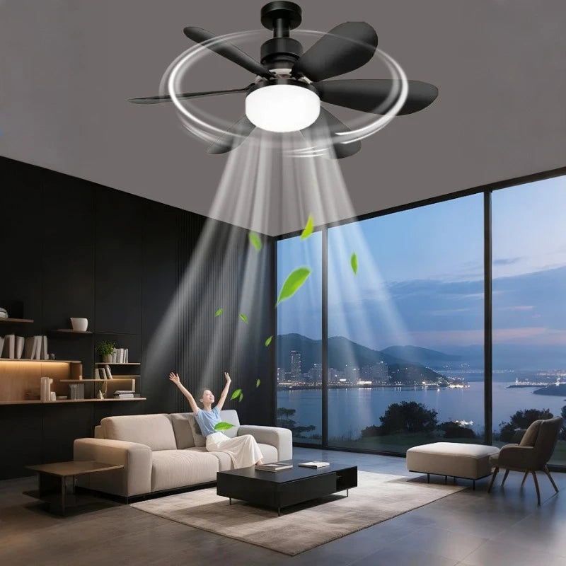 Ceiling Fan with Light E27 52CM Fan Light with Remote Control Super Quiet Socket Ceiling Fan for Bedroom Kitchen Home Lighting Vue