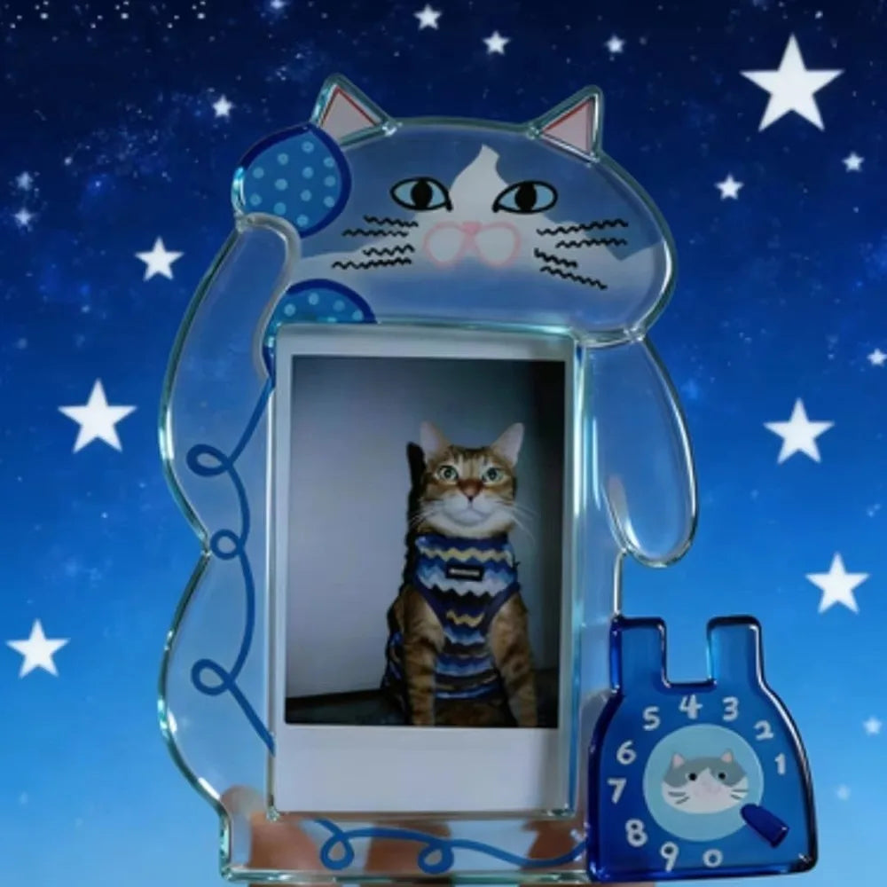 Cute 3-inch Acrylic Cat Photo Frame Animal Shape Smooth Instant Photo Frame Transparent Cartoon Photo Collection Frame Office Vue
