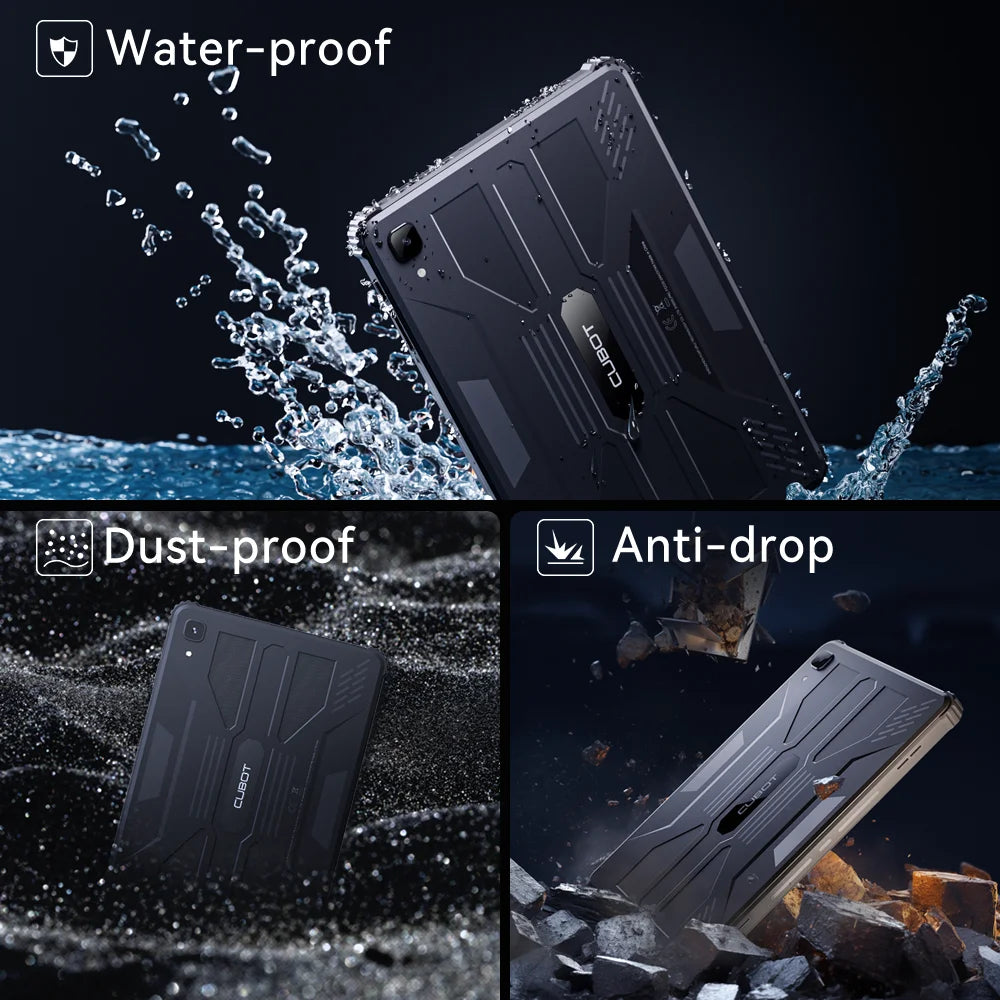 Cubot TAB KINGKONG, Rugged Tablet Android 13, IP68 Waterproof, 16GB RAM(8GB+8GB Extended), 256GB ROM, 10600mAh, 10.1 Inch Screen Vue