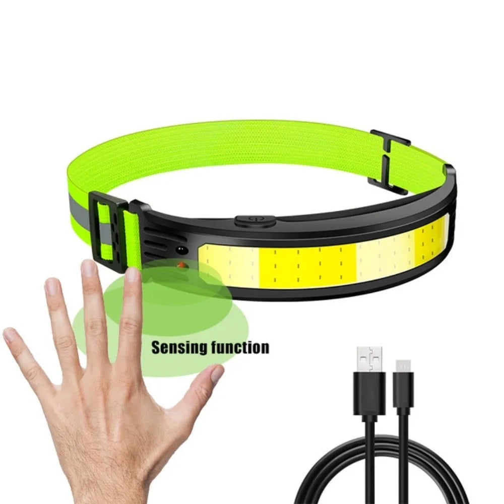 6 Lighting Modes COB LED Headlamp Waterproof Powerful Wave Sensor USB Rechargeable Head Lamp Intelligent Waving Sensor Vue COB