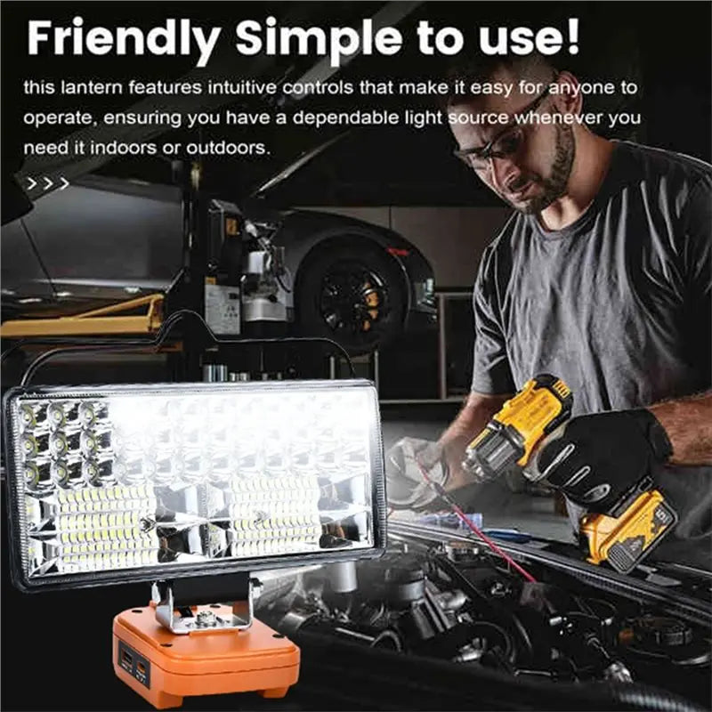 ABKW-Led Light For 18V Batteries 8 Inch 84 Bead Spotlight Outdoor Work Fishin Work Light Handheld Emergency Tool Lamp Vue