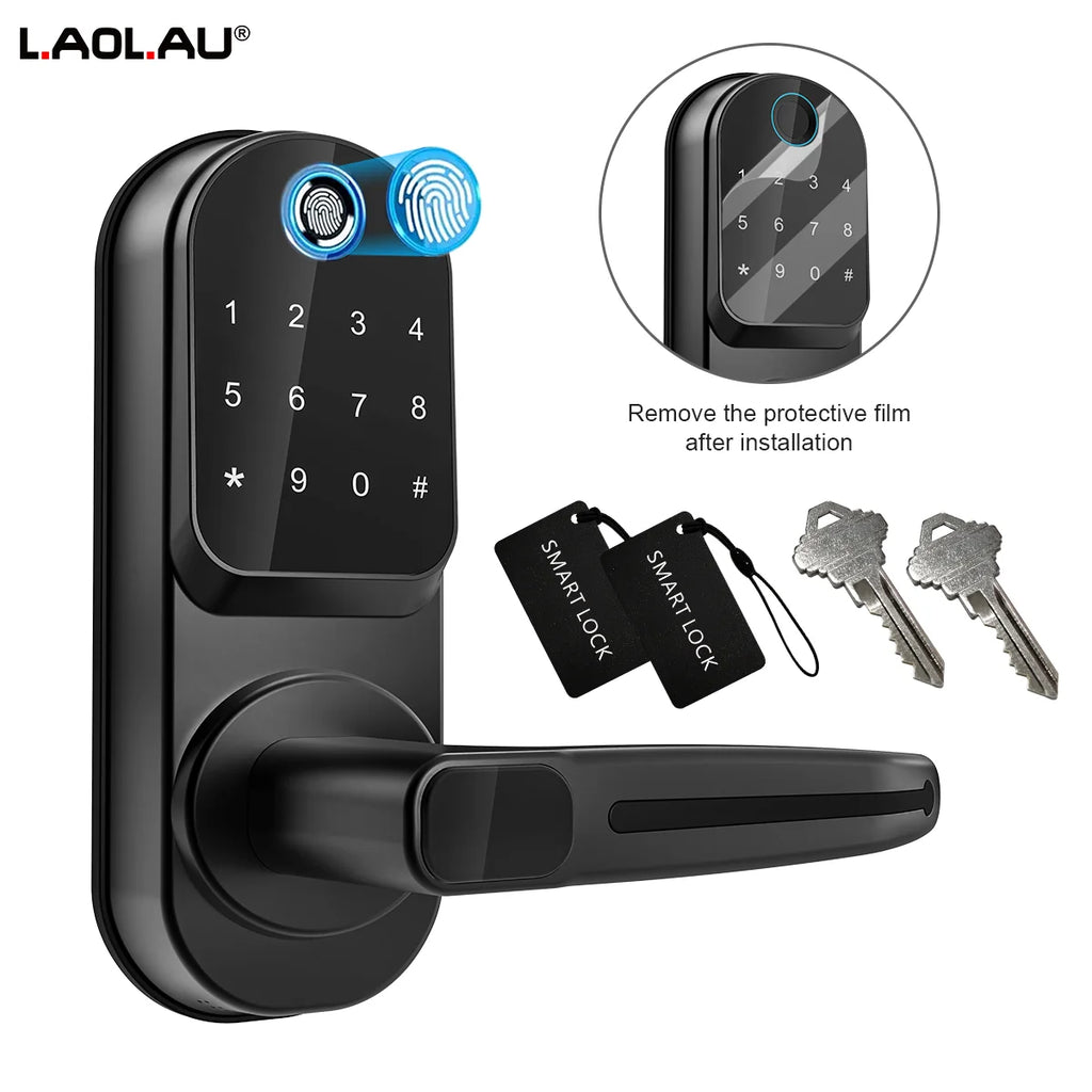 Wifi Smart Door Lock APP/ Biometric Fingerprint / NFC/ Password /Keypads /Key Unlock/ USB Emergency Charger Electronic Lock Vue black Other