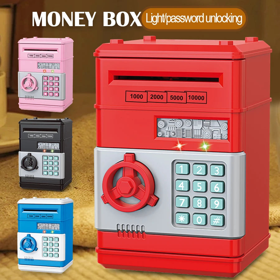 ATM Password Piggy Bank, Electronic Kids Money Bank Coin Can Auto Scroll Paper Money Saving Box Gifts for 3+ Boys and Girls Vue