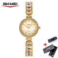 SKMEI 2547 Women's Diamond Quartz Watch – Waterproof Steel Women's Quartz Watch Vue gold box