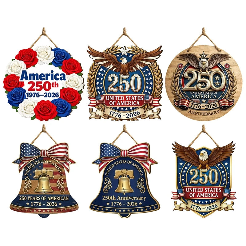 Wooden 250th Anniversary Door Plaque Rustic Patriotic Sign For Porch Wall Entry Decor Independence Day Gift For Family Couples Vue
