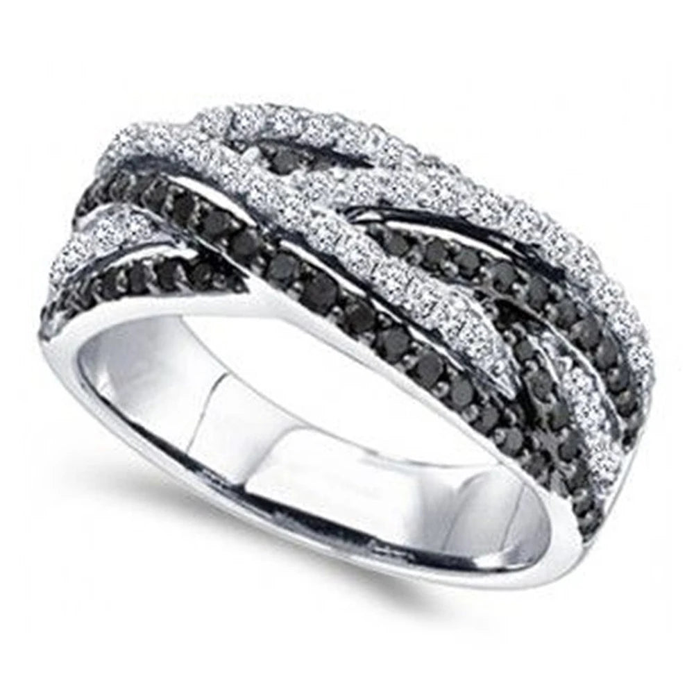 Huitan Black White Cubic Zirconia Women's Ring | Wedding Jewelry Fashion Ring Vue F1635 6