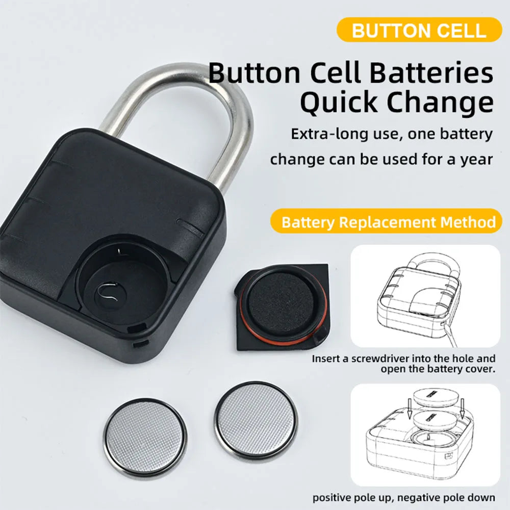 Smart Pad Lock Fingerprint Padlock Cabinet Lock Dormitory Anti-Theft Lock USB Rechargeable Security Keyless Lock Smart Padlock Vue