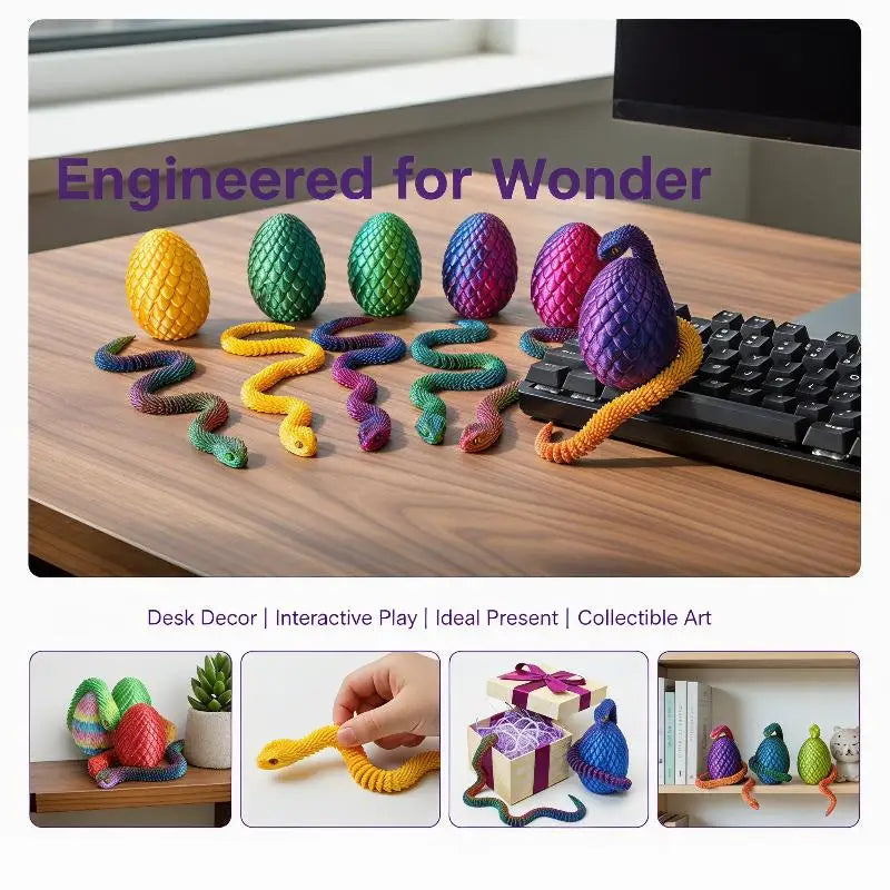 3D Printed Snake Egg Mobility Simulate Ornament Cool Funny Figurine