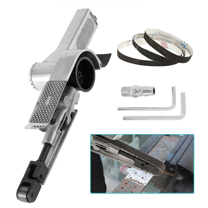 3/4" Air Belt Sander Air Angle Grinder Angle Grinding Machine with Sanding Belts for Air Compressor Sanding Pneumatic Tool Set ﻿ Vue