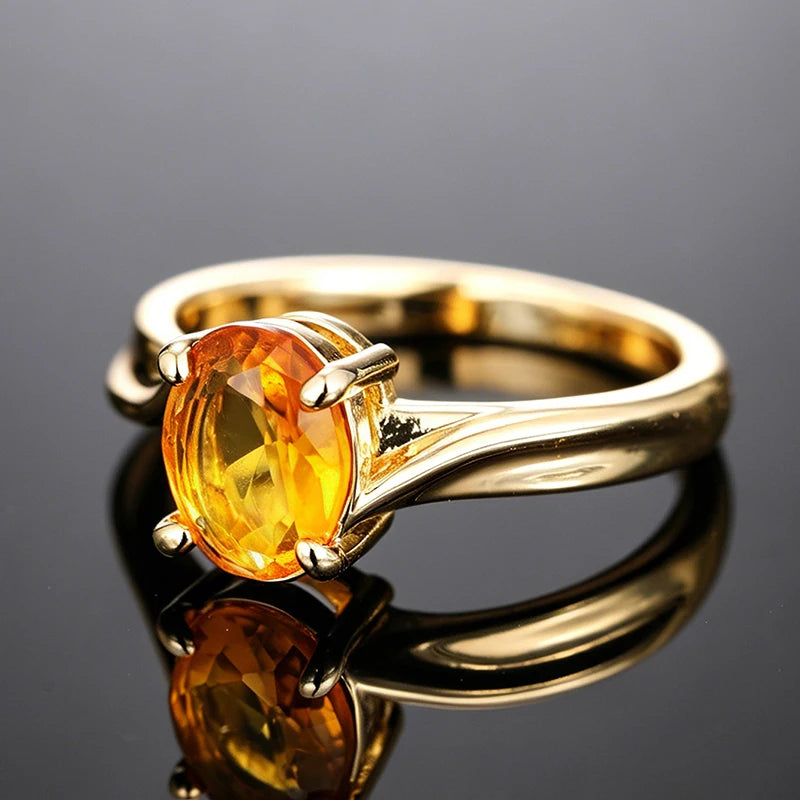 Huitan Yellow Cubic Zirconia Ring – Women's Luxury Fashion Fashion CZ Ring Vue
