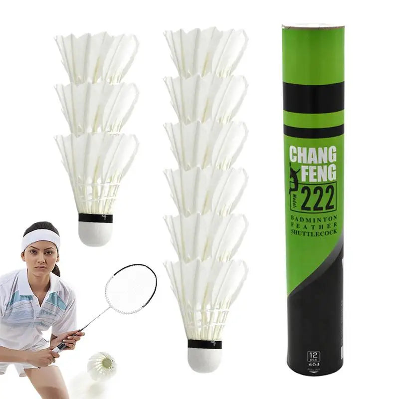 12Pc Badminton Shuttlecock Feather Badminton Ball Feather Training Shuttle Balls Set Professional Badminton Training Shuttlecock Vue Default Title