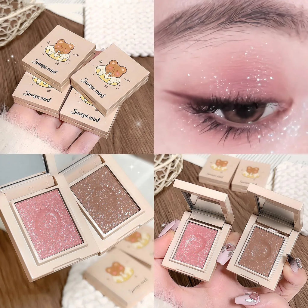 Pink Clear Glitter Eyeshadow Palette Matte Shimmer Champagne Brown Shiny Multi-purpose Eye Shadow Girl Makeup Palette Cosmetics Vue