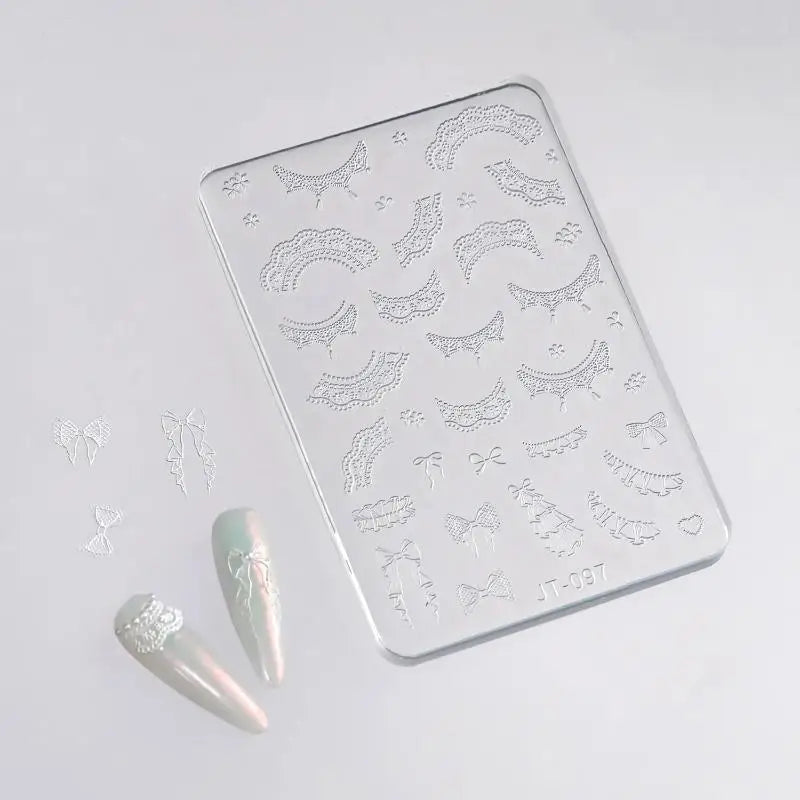 French Lace Nail Art Silicone Mold Beauty Nail Art Diy Handmade Tool Simple Line Reusable Silicone Mold Nail Decoration Stamp Vue N1