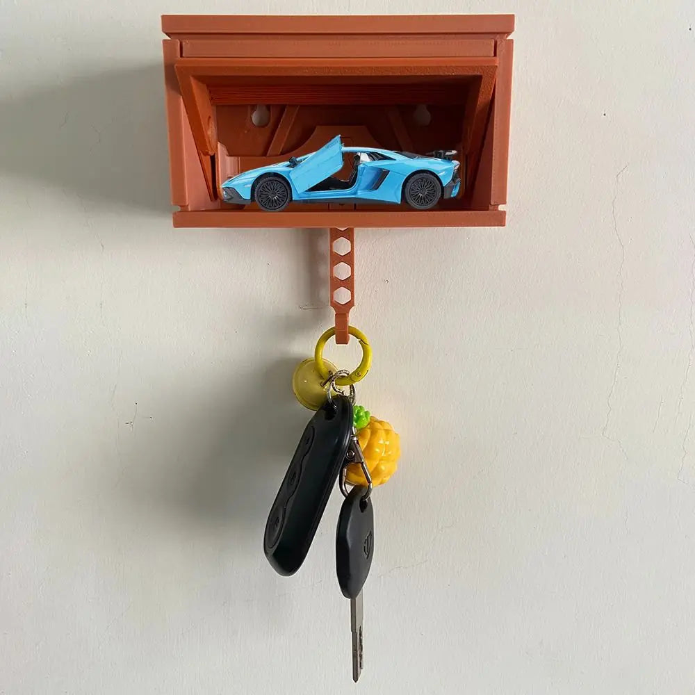 Creative Car Garage Key Holder Multifunctional Funny Fun Key Organizer Space-saving with Opening Door Wall Mount Key Rack Vue