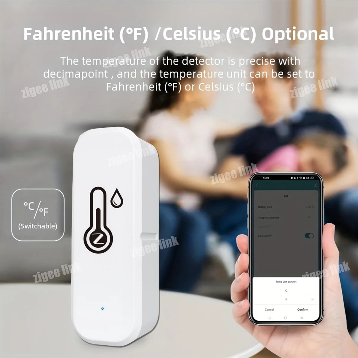 Zigbee3.0 Temperature Humidity Sensor Digital Thermo Hygrometer Indoor Monitor APP Remote Notification Smart Home Device Vue