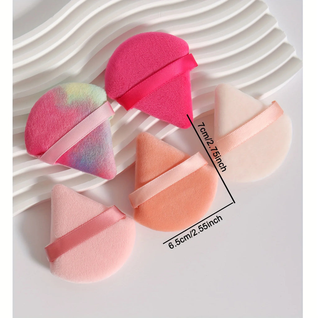 60Pcs Velour Powder Puff Set - Triangle Face/Body Blenders for Loose Powder & Foundation| Ultra Contour Sponges for Eyes/Corners Vue