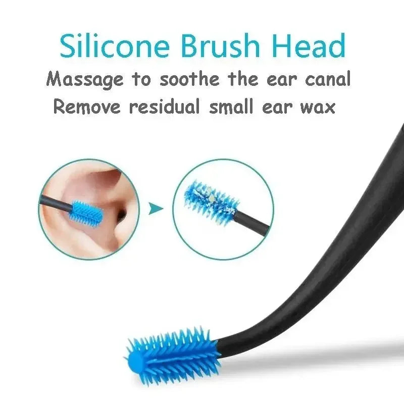 Double Soft Silicone Head Rotary Screw Earpick Reusable Ear Picking Tool Massage Cleaner Earwax Removal Ear Scoop Rod Home Use Vue