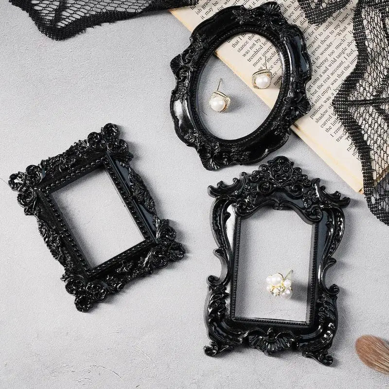 European Style 1Pcs Resin Photo Frame Black Edged DIY Wall Decoration for Pictures Stylish Frame for Study Room or Office Vue