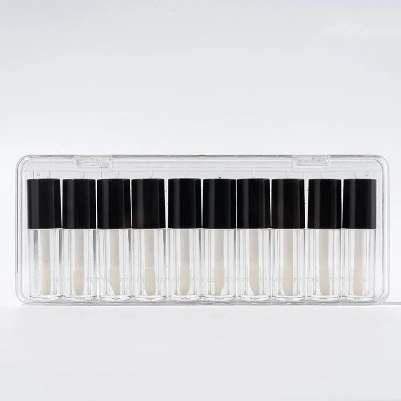 1.2ML Empty Lip Gloss Tube Set Private Label Plastic Refillable Bottles Liquid Lipstick Container lipgloss Sample Mini Tubes Vue black 1 set