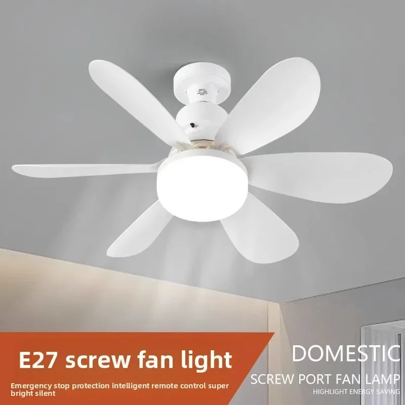 Ceiling Fan with Light E27 Fan Light with Remote Control Super Quiet Socket Ceiling Fan for Bedroom Kitchen Home Lighting Vue