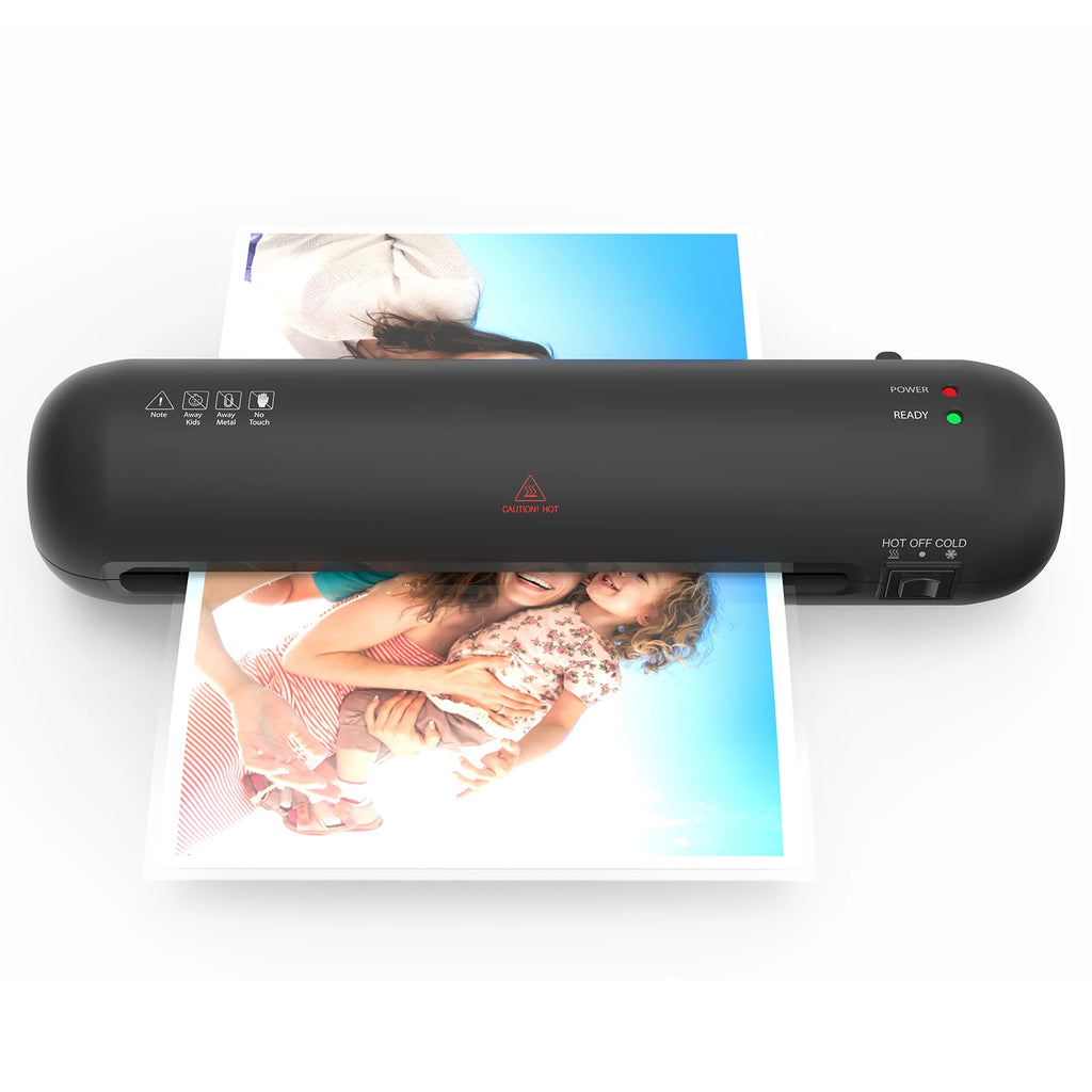Desktop Laminator Machine Set A4 Size Hot and Cold Lamination 2 Roller System 9 inches Max Width with Paper Cutter Trimmer Round Vue