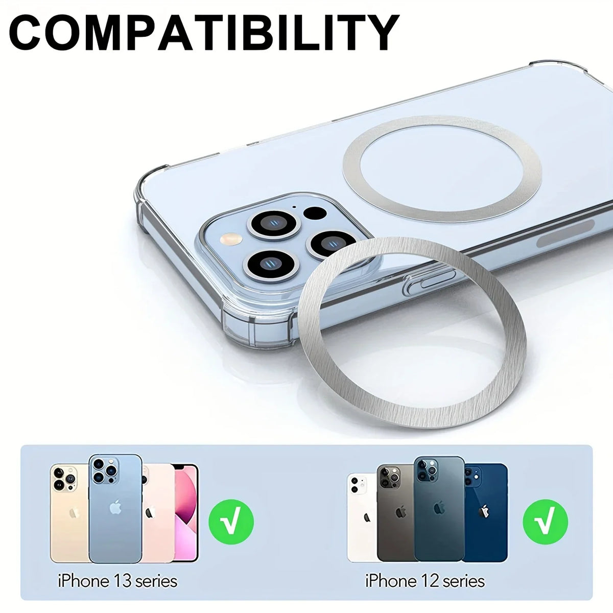 10PCS for Magsafe Magnetic Plate Ring Universal Stickers Support Wireless Charger Metal Plate Sheet for iPhone Samsung Xiaomi Vue