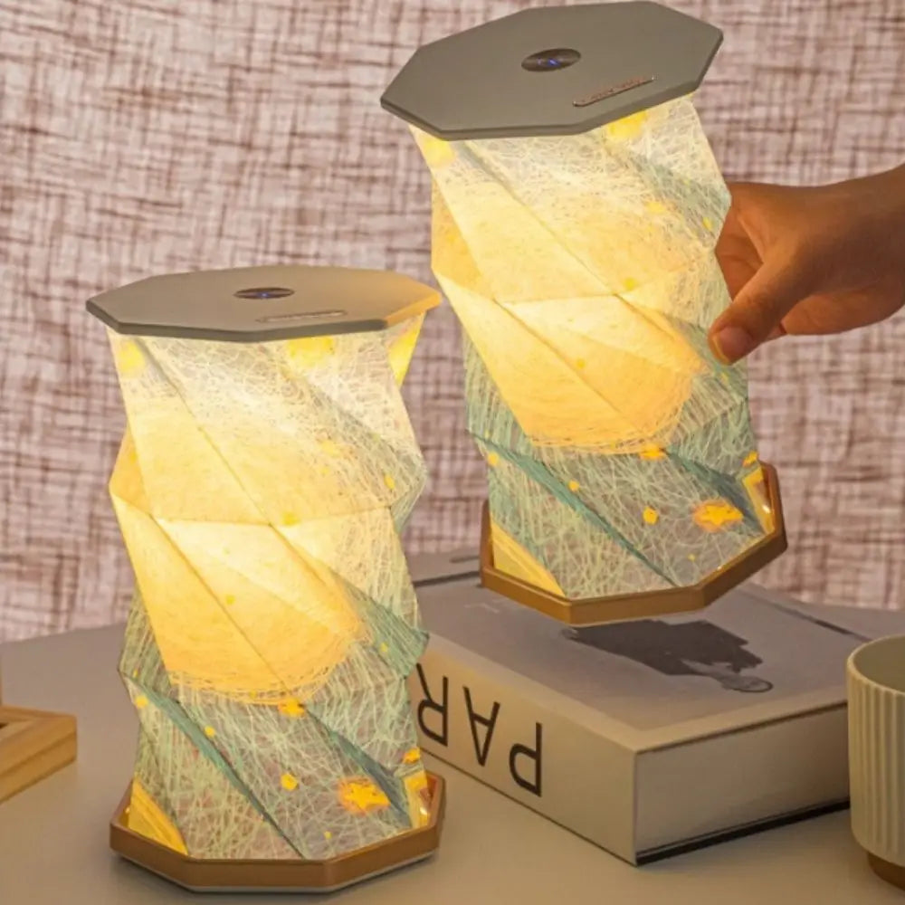 Portable Design Starry Night Light Starry Sky Pattern Creative Art Led Table Lamp Folding Paper LED Light Origami Lamp Vue