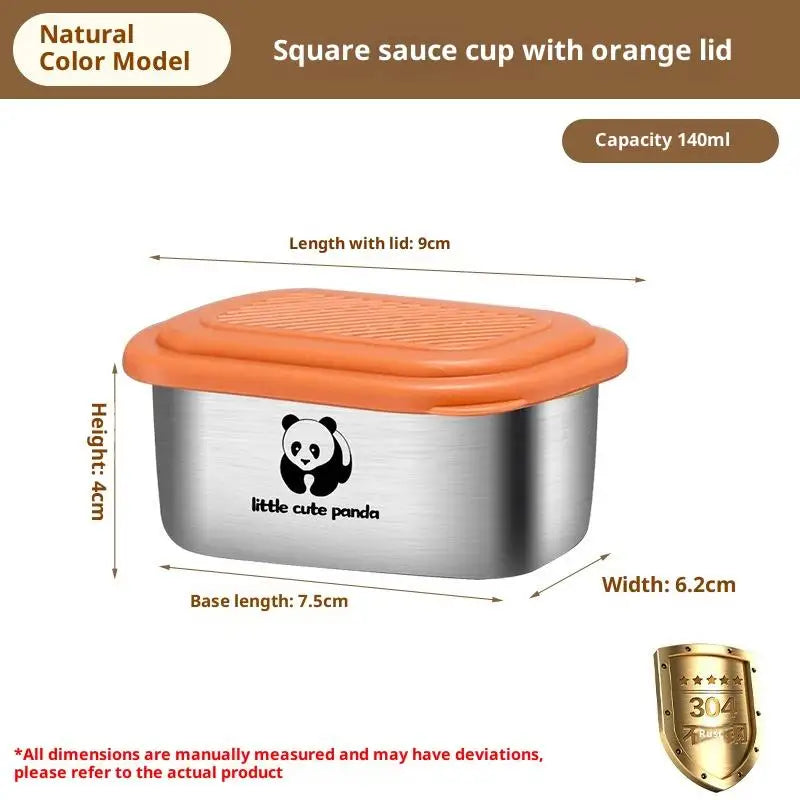 140ml With Sealed Lid Seasoning Box Leak-proof 304 Stainless Steel Sauce Cup Durable High Quality Condiment Containers〔CC11〕 Vue Silvery orange