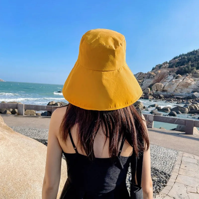 Wide Brim Full Face Cover Bucket Hat for Women Summer Fashion UV Protection Sun Hat with Visor Flap Fisherman Cap Outdoor Vue