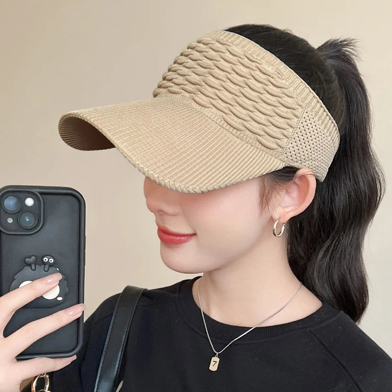 Summer Anti-UV Sun Hat Women Empty Top Hat Travel Beach Outdoor Sports Visor Cap Knitted Baseball Hat Vue