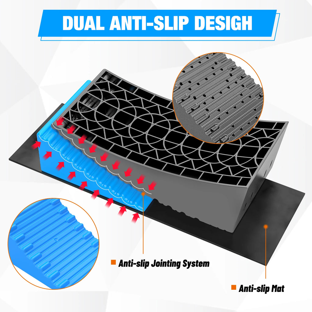 Nilight RV Leveler - 2 Pack Camper Leveling Blocks Ramp Support Dual Axles, Up to 35,000lbs, Fast RV Accessories Leveling System for Travel Trailer, Motorhome Vue