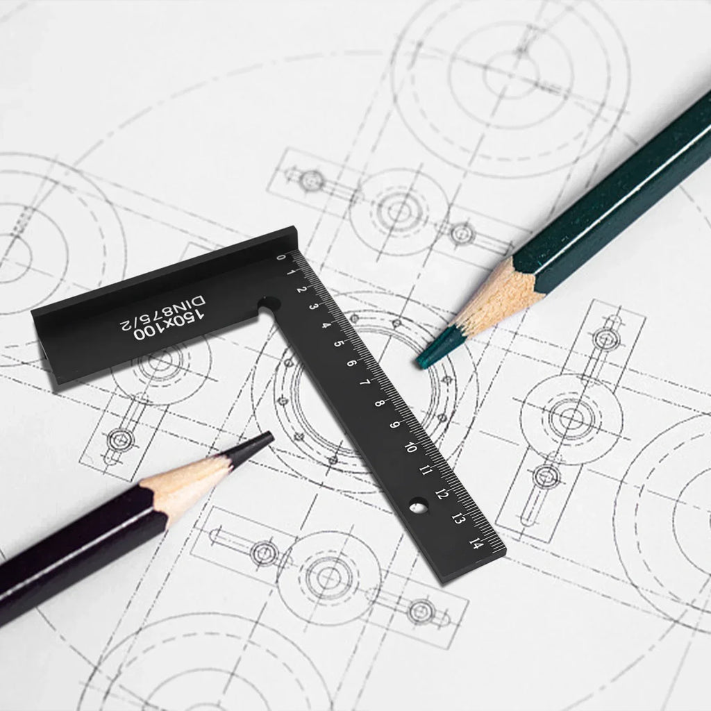 90° Precision Square Ruler – Metal Woodworking Marking Tool Woodworking Square Ruler Vue