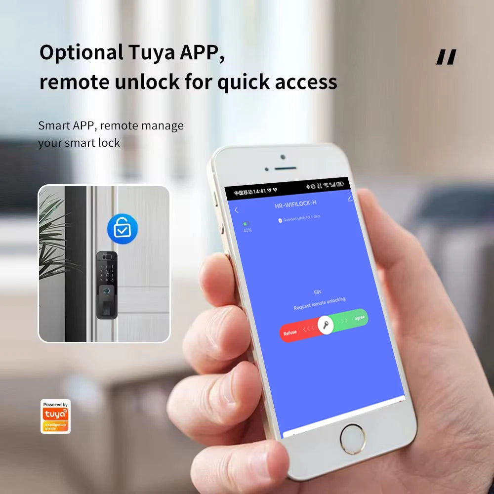 Tuya Digital Face Palm Unlocking Fingerprint Code Lock For Outdoor Gate Waterproof Tuya Wifi Samrt Electronic Lock For Home Vue