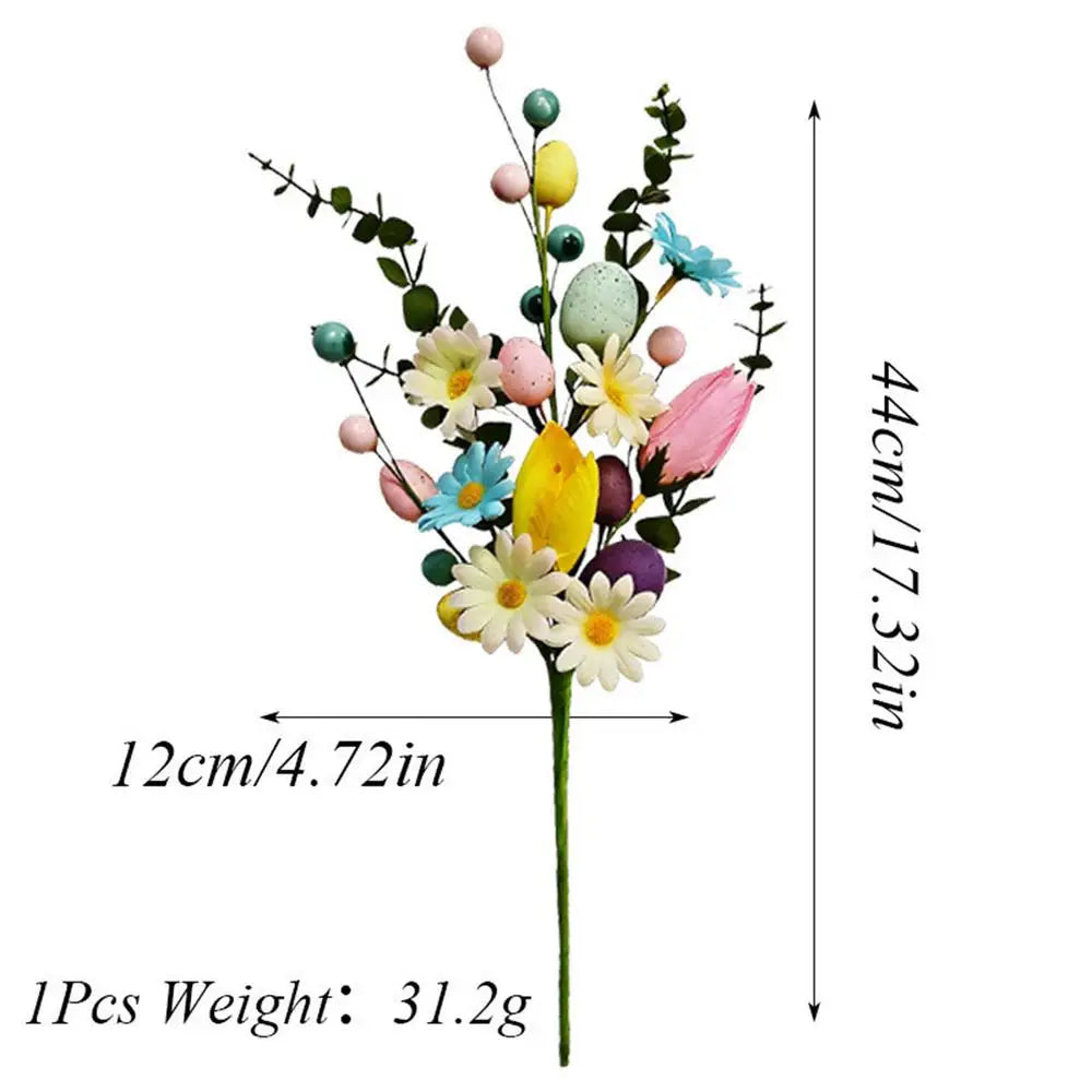 Easter Egg Floral Spring Stem Decorations 44x12cm Easter Egg Stems Flowers for Floral Arrangement Party Vase Table Centerpiece Vue B