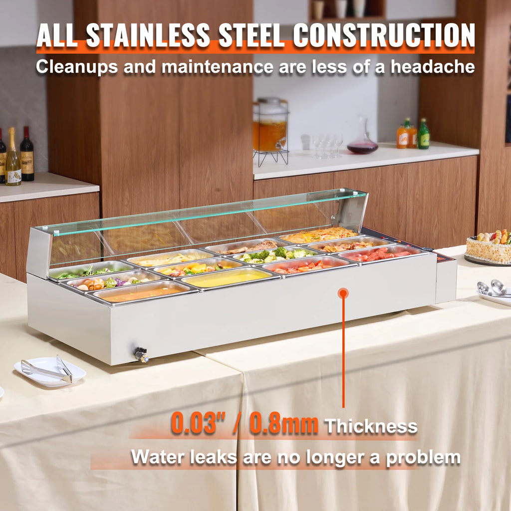 SucceBuy 12-Pan Commercial Electric Steam Table Food Warmer Commercial Food Warmer Vue