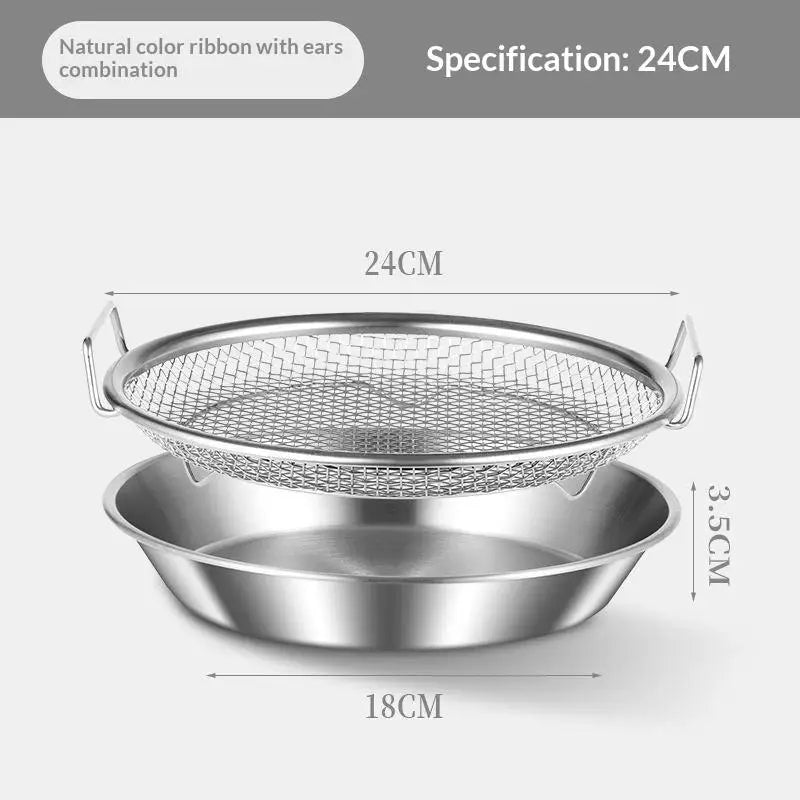 Efficient Cooking Oil Strainer with Double Handles Round Shape for Stainless Steel Durability Vue 24cm